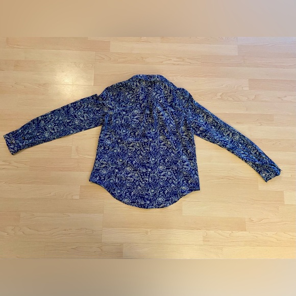 Maeve Anthropologie Button Down Women’s Navy Blue Floral Dress Shirt Small - Picture 9 of 10